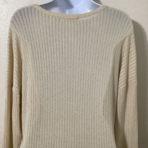 Lagenlook Cottagecore Casual Slouchy Waffle Knit Cream Button Detail Dress 1X - Picture 5 of 9
